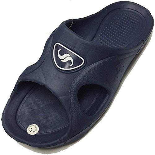 Gear One Men's Rubber Slide Sandal Slipper Comfortable Shower Beach Shoe Slip On Flip Flop S-Blue size 8/9 D(M) US