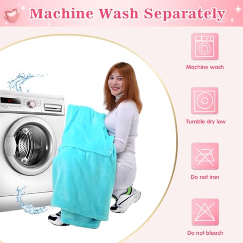 Image of Waitu Wearable Blanket Sweatshirt for Women and Men, Super Warm and Cozy Giant Blanket Hoodie, Thick Flannel Blanket with Sleeves and Giant Pocket - Cyan