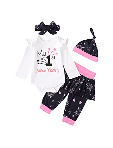Aslaylme Baby Girl New Year Outfit - Newborn First New Year Bodysuit (White-Long, 3-6 Months)