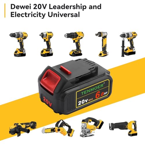 Tenmoer 2 Pack 6.0Ah Compatible With Dewalt 20V 6.0Ah Battery Replacement For Dewalt 20V Max Batteries Dcb206-2 thumb #4