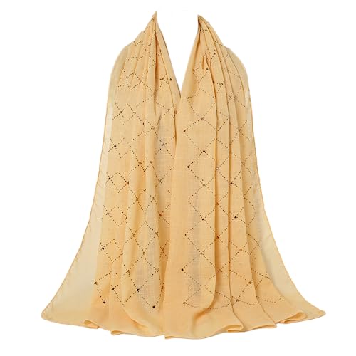 JUMISEE Women Shiny Rhinestone Long Scarf Shawl Elegant Muslim Hijab Head Wrap Scarves for Ladies