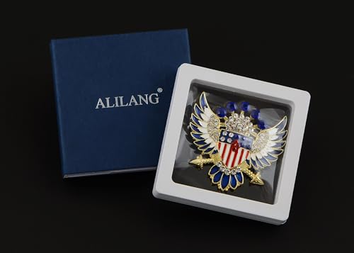 Image of Alilang American Flag USA Sparkly Crystal Rhinestone 4th of July Patriotic Pin Brooch