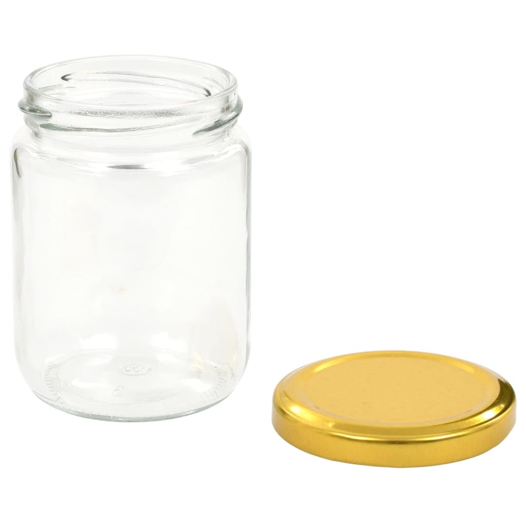 96 Stück Einmachgläser 230 ml mit goldenem Deckel, Gläser Set zum Einkochen, Marmeladengläser für Konfitüre, Saucen, Chutney, Einmachgläser Set für Vorratshaltung