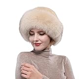 Winter Russian Fur Hat for Women Girls Warm Knitted Mink Real Fur Headband Fluffy Furry Hat with Fox...