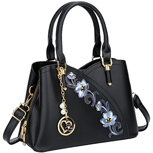 Image of KKXIU Triple Compartments Purses and Handbags for Women Fashion Ladies Satchel Shoulder Top Handle Bag