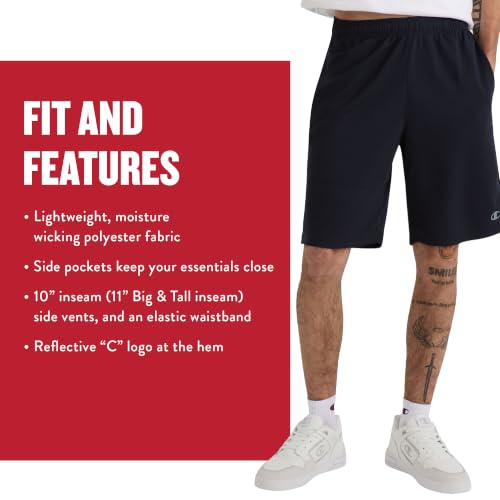 Champion Men's Sport Shorts, Standard Fit, 7 Inch Inseam, Lightweight Fabric, Moisture-Wicking, Available in Regular and Big & Tall, Black, Large - image 7