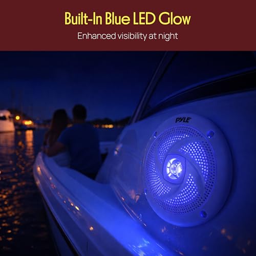 Image of Pyle 5.25 Marine Speakers | Waterproof Boat Speakers with Blue LEDs