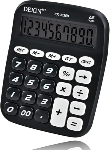 Image of Desktop Calculator with Big Easy-Press Buttons, 12 Digit Large Display Adding Machine for Office, Desk & Home Use, Black