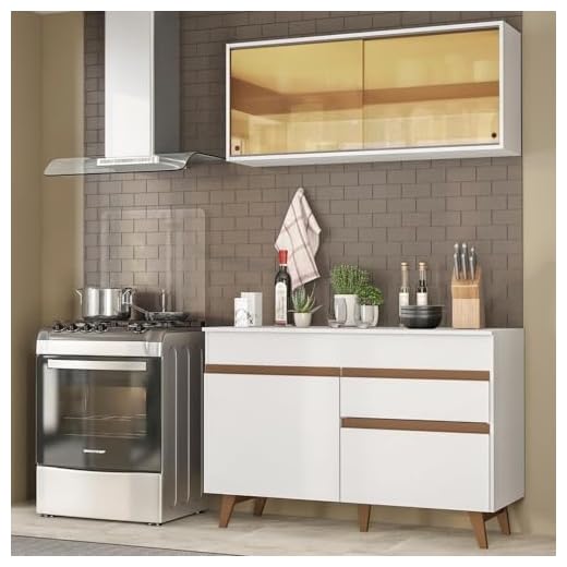 Cozinha Compacta Madesa Reims 120001 com Armário e Balcão - Branco