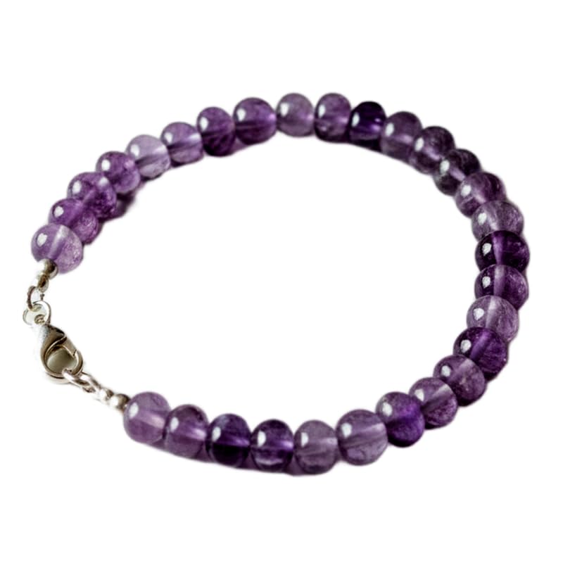 Bracelet en améthyste naturelle LKBEADS de 18 cm travaillé à la main avec perles lisses