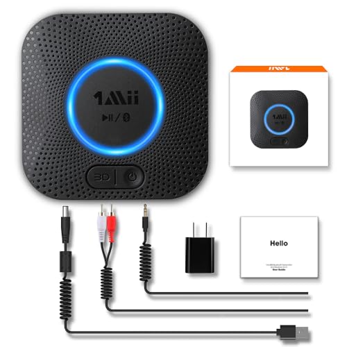 1Mii Bluetooth 5.1レシーバー 3.5mm AUX＋RCA ブルートゥース受信機Hi-Fi 3Dステレオ サウンド aptX HD 低遅延 ホームミュージックストリーミングステレオシステム用 使用しながら 超長受信距離 2台同時接続 TELEC認定 B06 Plus