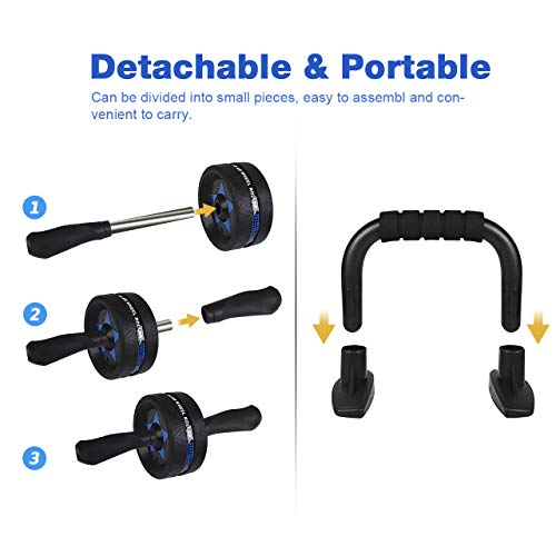 Syntus Atualizado 6 em 1 Rolo de Roda AB com Alças de Barras de Push Up Alças Ajustáveis Pulando Cor