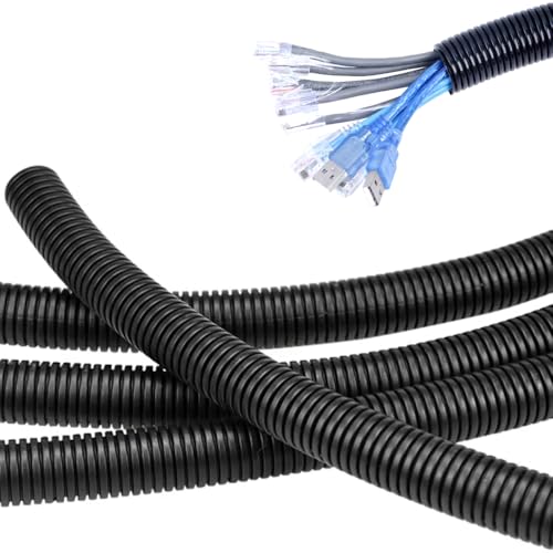 32 FT 1/4 inch Split Wire Loom Tubing Wire Conduit Flexible Wire Covers Cord Protectors Cord Protectors from Pets Black (1/4-32ft)