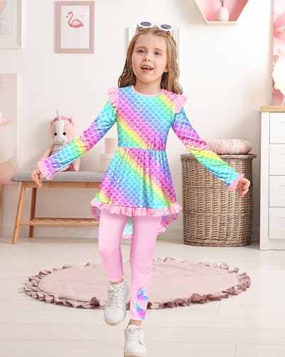 Image of Toddler Kids Girls Clothes Set Stylish Ruffled Tops and Pants Clothing Sets 2 Piece Outfits Size 4-9