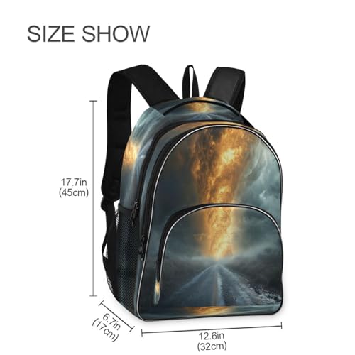 Water-Resistant Black Tornado Backpack - Lightweight Laptop Backpack with 15.6" Compartment, Durable Commuter Backpack for Work & Outdoor（481）4