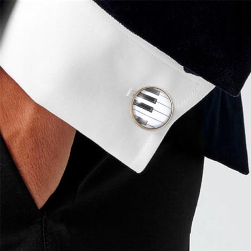 Mancuernillas patrón piano para camisa de hombre miniatura 7