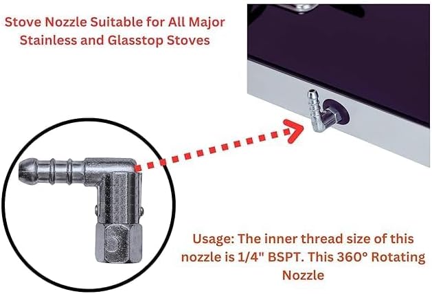 360 Degree Revolving/Rotating Nozzle Head for Gas Stove Hose Pipe Connection | Fits All Gas Stoves (Pack of 1)
