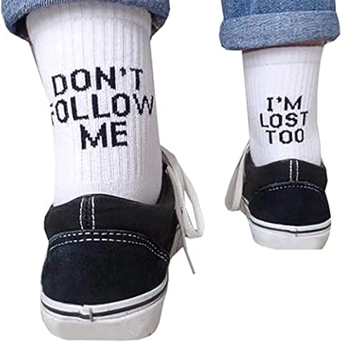 Sneaker Socken Herren Damen Lustige Socken Sportlich Baumwollsocken Don'T Follow Me I Am Lose Too Feinstricksocken Für Sports Arbeits Freizeit Tennis Wander Reiten thumbnail