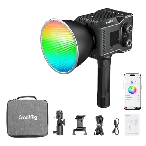 SmallRig RC 60C RGB LED Video Light, 3400mAh Battery 45min Runtime, APP Control, Potable Palm-Sized Continuous Output Lighting 2500-10000K, for Photography/Video/Studio, Powerbank Clamp Edition