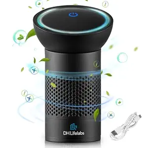 Air Purifiers for Car, Ions Air Purifier for Personal Space, 3-Stage Filter for Allergies Pets, Eliminates 99% Bacteria & Viruses Deodorize Air, USB Powered, Sciaire Portable Black