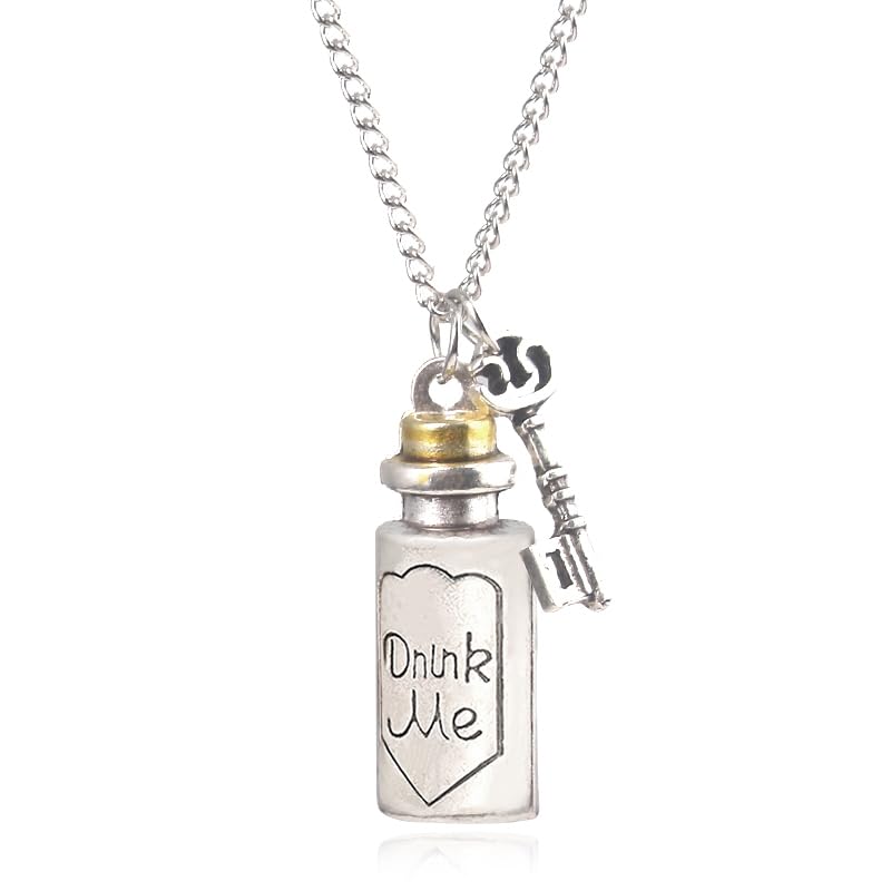 AVGUE Necklace for Alice Wonderland Costume - Drink Me Necklace Merch Costume Jewelry Accessories for Alice Cosplay - Women Men Halloween Party Decoration Birthday Gift Stuff (0501)