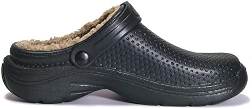 Hsyooes Waterproof House Slippers Women Men Fur Lined Clogs Winter Garden Shoes Non-Slip Home Slippers Indoor Outdoor Mules Black,8 Women/7 Men,Label Size 39 | Image 4