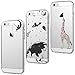 Produktbild CreWin Kompatibel mit iPhone SE 5 5S Hülle Transparent Handyhülle Silikon Bumper Durchsichtig Schutzhülle Lieblich Logo Kreativ Muster Klar Handytasche Soft Case- Mond Angeln+ Universum+ Giraffe
