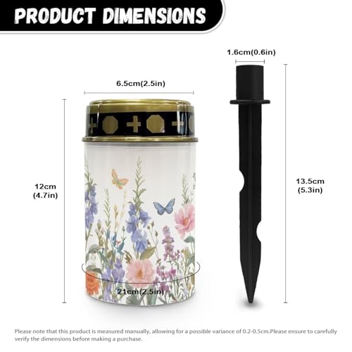 Image of Colorful Floral Solar Grave Lights for Cemetery Flameless Solar Powered Light for Prayer Waterproof Cemetery Solar Lights for Grave Cemetery Decor Candle Lamp