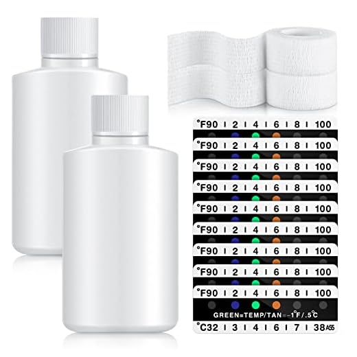 34 Pcs Urine Test Complete Kit Include 2 Pcs 4.4 oz Empty Bottles, 30 Pcs Temperature Test Papers with 2 Gauze Bandage Roll Portable Travel Bottle Adhesive Urine Test Strip Sticker for Urine Testing