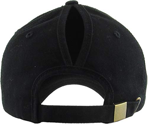 Image of Classic Plain Ponytail Messy High Bun Headwear Adjustable Cotton Trucker Mesh Glitter Hat Baseball Cap