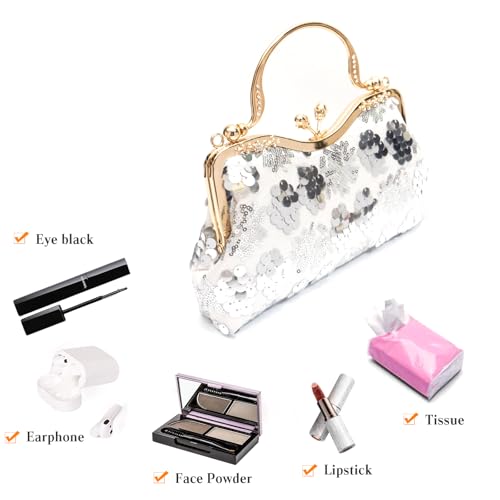 Image of CORIOS Vintage 1920s Evening Bag for Women Velvet Clutch Bag Sparkly Sequin Handbag Bridal Wedding Purse