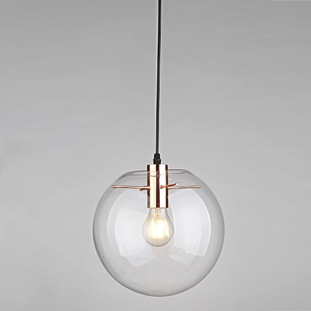 HXYSXHJUO Industrial Clear Glass Barn Pendant Lamp For Foyer Light Fixture Globe Ceiling Hanging Living Room Lighting Adjustable Length Chandelier Over The Sink