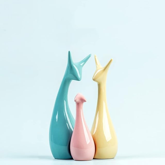 Animal Ornament Porcelain Decoration Deer Ceramic Crafts Art Creative furnishings Ornaments Gift Family. (bright three deer)