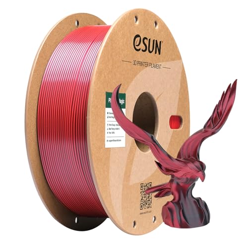 eSUN Silk PLA 3D Printer Filament 1.75mm Black Red Dual Color Shiny Silky Filament, Dimensional Accuracy +/-0.03mm, 1kg (2.2lbs) Cardboard Spool for Most FDM 3D Printers