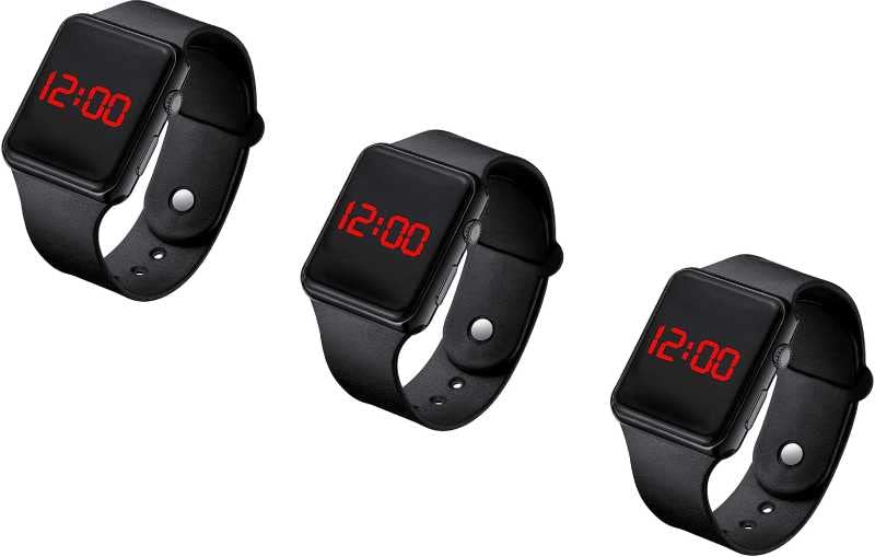 CORXIL Fashion Digital Day and Date Dial Square and Rectangular Display Kids Stylish Watche Pack of 3(Black) (B09SD8XKGT) Amazon Price History, Amazon Price Tracker
