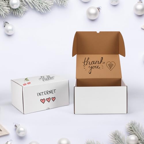 Image of ZBEIVAN 11x8x6 White Small Shipping Boxes, 15 Packs Corrugated Cardboard Mailer Boxes for Packaging Small Business Mailing Gifts Wrap Boxes with Lids