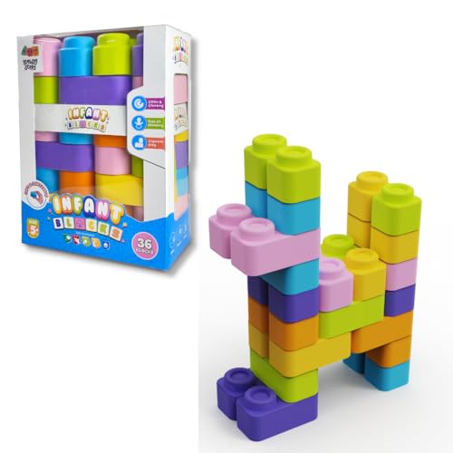 Image of Zephyr Learning Steps - Infant Blocks-4, Montessori Toys for Babies, Early Development, Soft Building Blocks, Block Sets, Colors and Counting, Premium Blocks, Stack Toy, Toddler Block Toys, 36 Pieces
