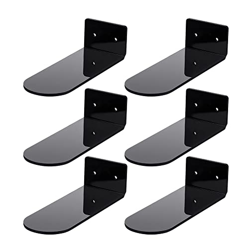 6 Sets Floating Shoe Shelves for Wall, Clear Acrylic Shoe Display for Sneakers Shoe Rack Extra Thick with Screws and Anchors, Wall Mounted Display Shoe Shelves (Black)