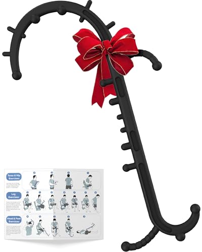 Cubetoou Back and Neck Massager for Pain Relief Deep Tissue, Upgraded Full Body Trigger Point Cane Massage Tools, Therapy Massage Stick Pressure Point Hook, Muscle Knot Remover Tool (Black)