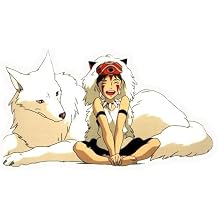 San Princess Mononoke with Wolf Vinyl Decal Sticker UV & Water Proof Gift Laptop Car Bumper Window Tumbler Accessories 4"