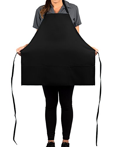 Kng 6 Pack - Black Adjustable Bib Apron - 3 Pocket #TOP5