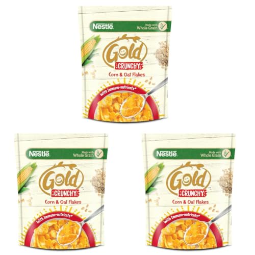 Image of Nestle Gold Crunchy Corn & Oat Flakes - Breakfast Cereal with Immuno-Nutrients | Made with Whole Grains & The Goodness Of B Vitamins, Calcium & Vitamin D, No Added Colours & Flavours, 850g, Pouch