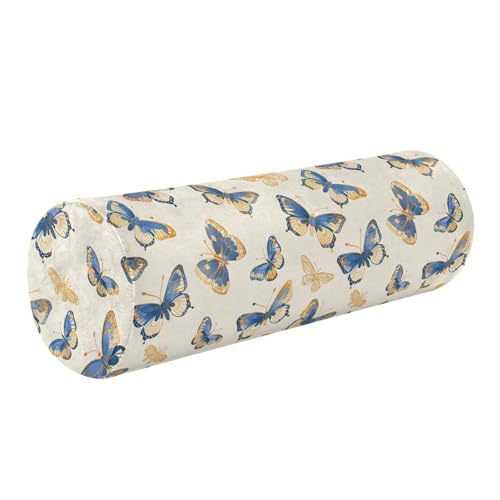 EtherSpher Yellowish Blue Decorative Lower Back Support Pillow Round Cylinder Pillow Massage Table Cushion Pad Foam Bed Support almohada para Yoga