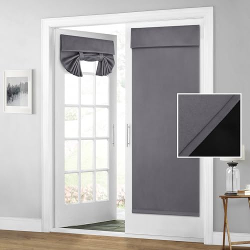 HOMEIDEAS 100% Blackout Door Curtains for French Door 30x68 Inch