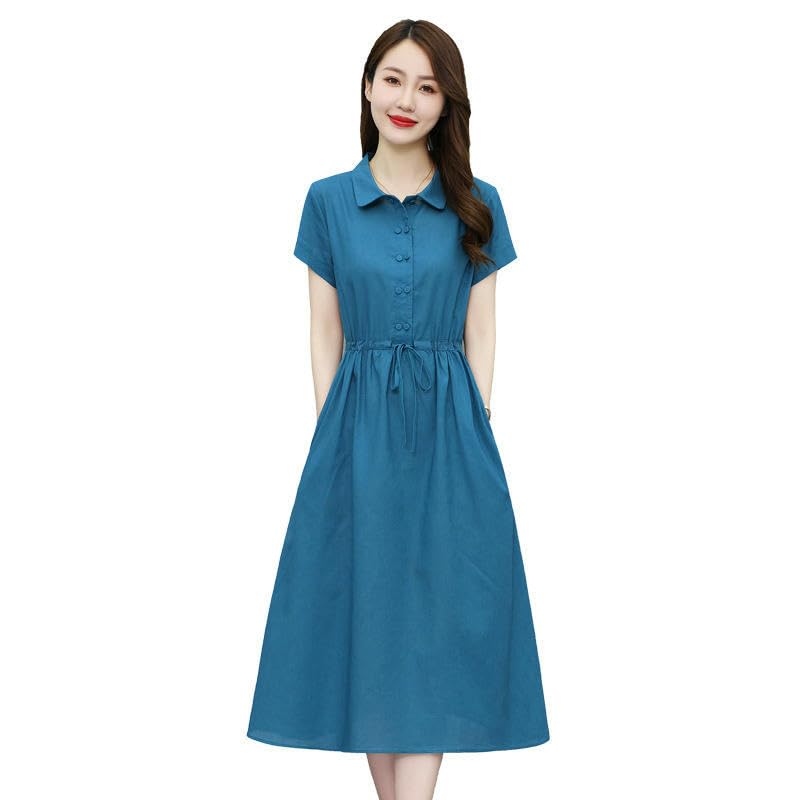 Damska bawełniana lniana sukienka midi koreański styl slim fit lniana spódnica na co dzień na randkę