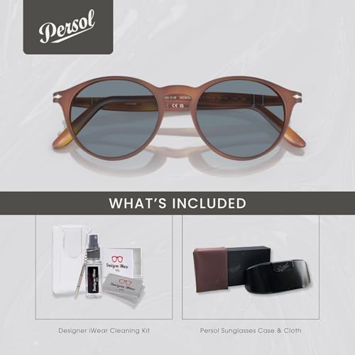 Persol PO3092SM Round Sunglasses for Men +BUNDLE with ACCESSORY EYEWEAR KIT2