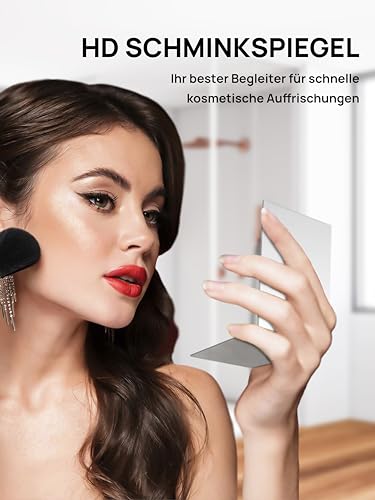 VANCOV Taschenspiegel, Ultradünner Langlebiger Makeup-Spiegel mit Aluminiumschale, Tragbarer Klappspiegel Unisex, Kosmetikspiegel für Reisen (Mittel)