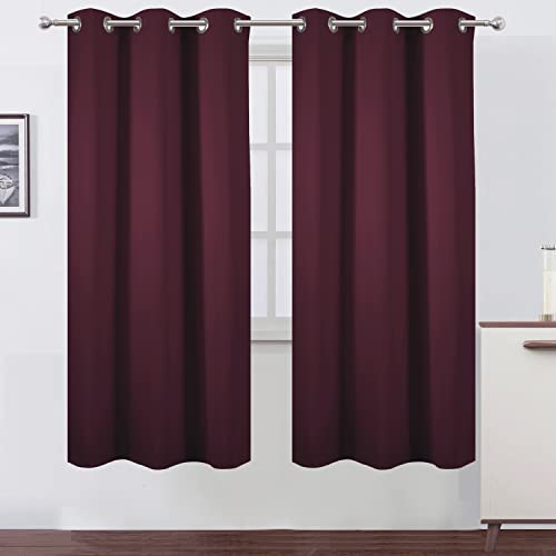 Image of LEMOMO Burgundy Red Blackout Curtains /42 x 72 Inch /Set of 2 Panels Room Darkening Curtains for Bedroom