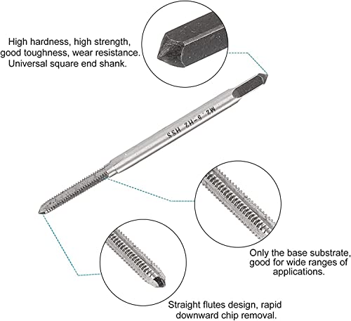 TA-VIGOR 2Pcs M2.5 x 0.45mm Metric Machine Tap, HSS 3 Straight Flute Taper Plug Metric Tap - Image 3