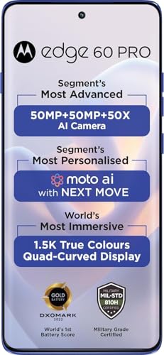 Image of Motorola Moto Edge 60 Pro 5G Ai (Tmobile Mint Tello & Global) (512GB+12GB) NFC 50MP Triple Cam Dual Sim 6.7 inch XT2507-1 Latino American Version (Pantone Dazzling Blue)